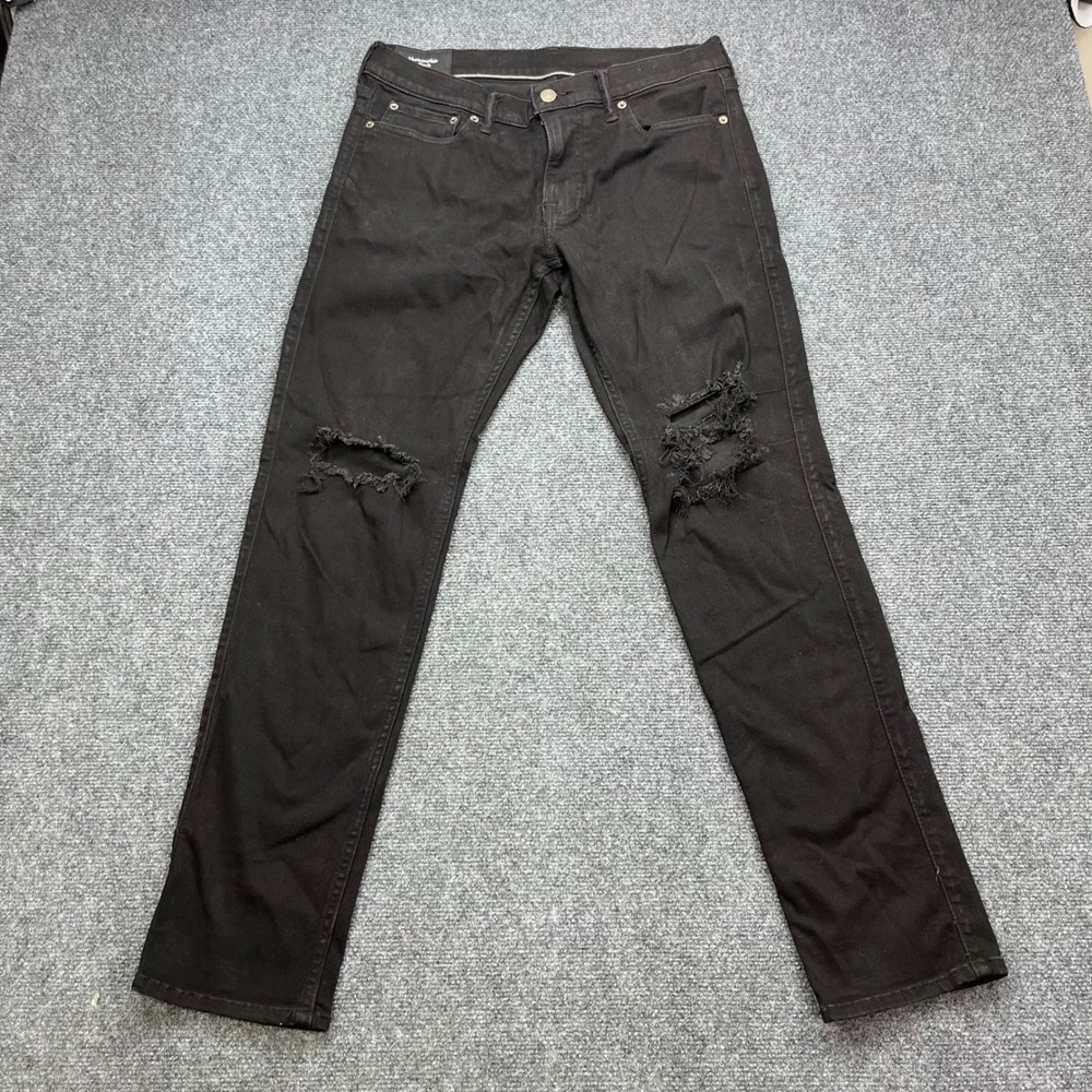 Abercrombie & Fitch Distressed Skinny Stretch Black Denim Jeans